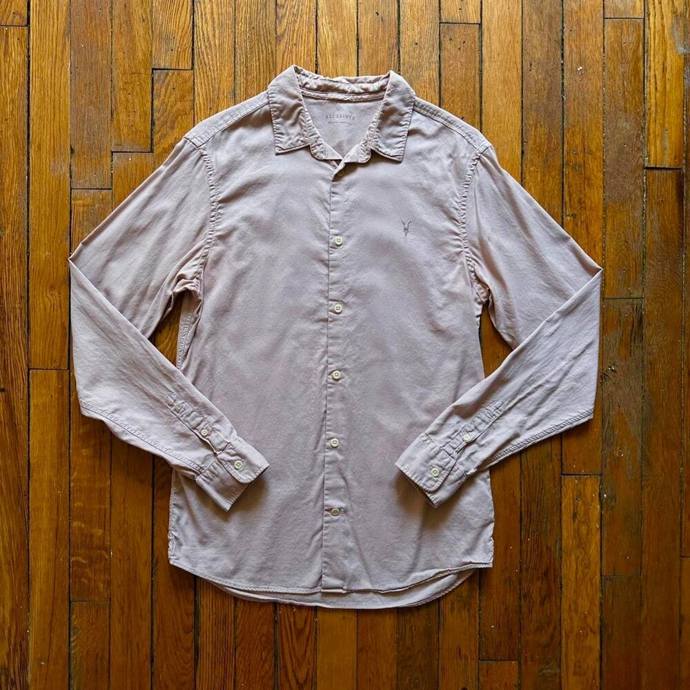 All Saints Men's Pink‎ Button Down Long Sleeve Shirt.